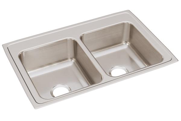 Elkay Dayton Drop-In 33-in x 22-in Stainless Steel Double Equal Bowl 4-Hole Kitchen Sink | LWDB332264N