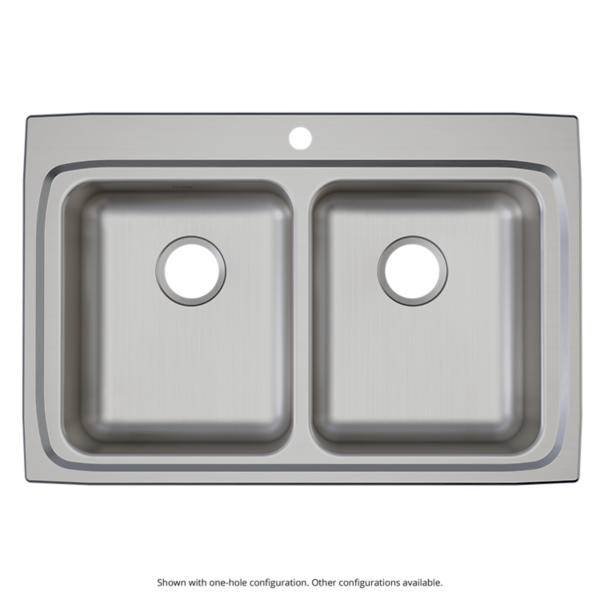 Elkay Lustertone SS 33 x 22 x 5.5 Equal Double Bowl Drop-in Elkay Lustertone SS 33 x 22 x 5.5 Equal Double Bowl Drop-in