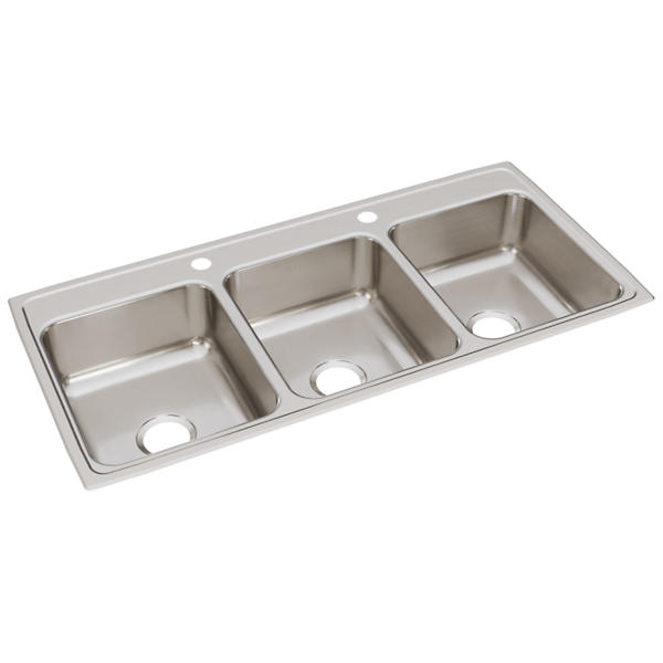 Freestanding Stainless Steel 45 in. 2-Hole Triple Bowl Commercial Kitchen Sink Freestanding Stainless Steel 45 in. 2-Hole Triple Bowl Commercial Kitchen Sink
