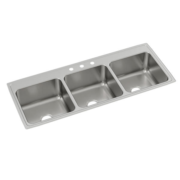 Freestanding Stainless Steel 54 in. 2-Hole Triple Bowl Commercial Kitchen Sink Freestanding Stainless Steel 54 in. 2-Hole Triple Bowl Commercial Kitchen Sink