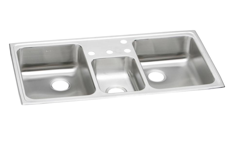 Celebrity Drop-In Stainless Steel 43 in. 4-Hole Triple Bowl Kitchen Sink