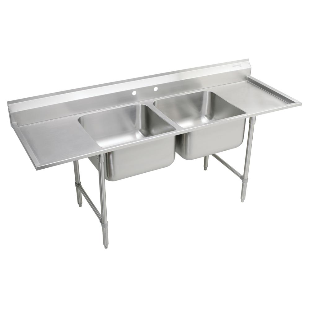 Economy Stainless 1 Well 24x24 Sink w 24 Drain Board R