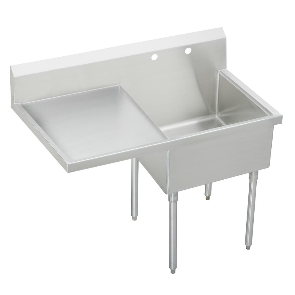 Economy Stainless 1 Well 24x24 Sink w 24 Drain Board R