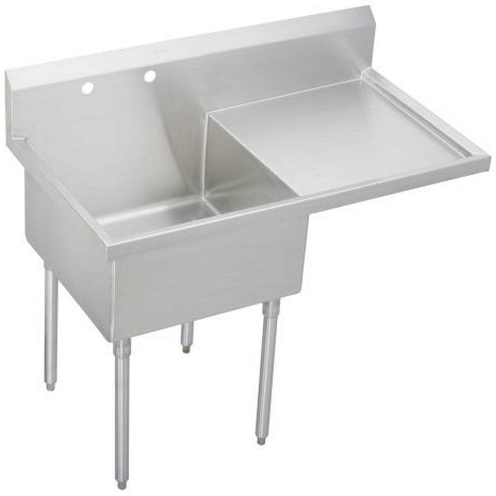 Freestanding Stainless Steel 55 in. 2-Hole Triple Bowl Commercial Kitchen Sink