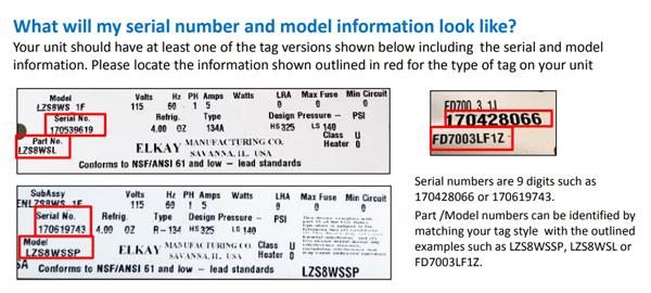 What will my serial number and model information look like? (Picture 2)