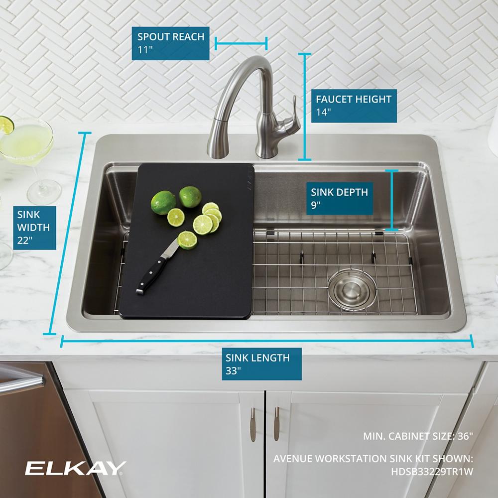 Raviv® Pull-Down Faucet and 33-Inch Stainless Steel Single-Bowl Kitchen  Sink Kit