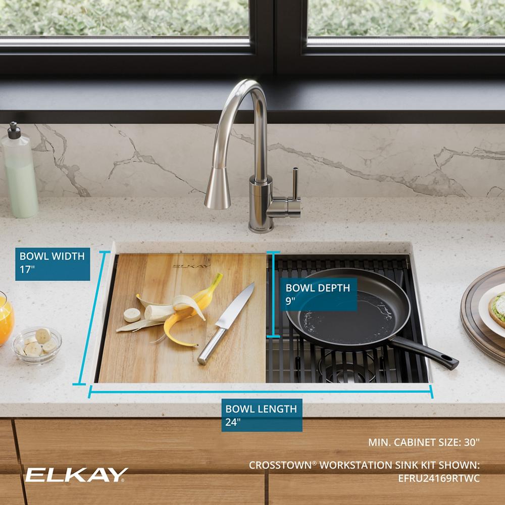 Workstation 16 Gauge Single Bowl Undermount Sink Kit | Elkay