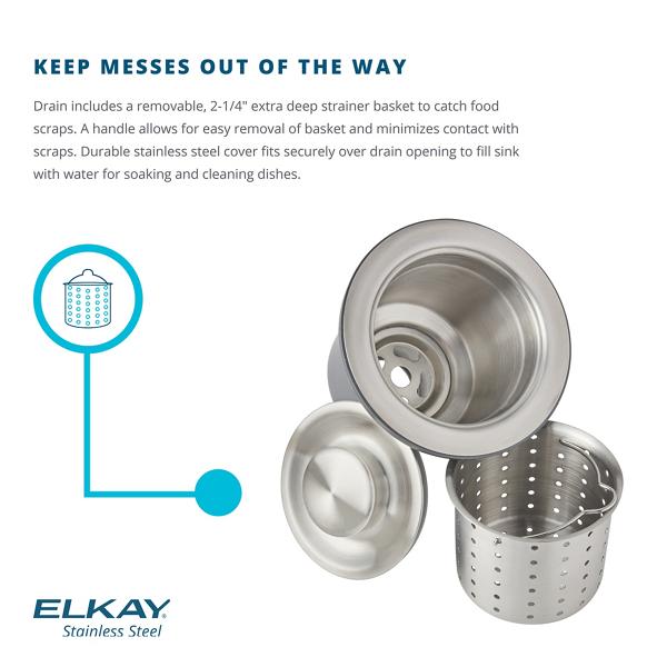 Elkay 3.5-in Stainless Steel Rust Resistant Strainer with Lock