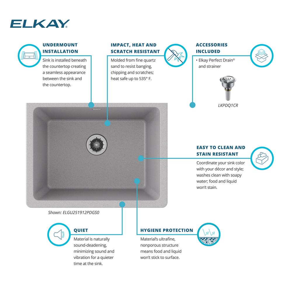 Elkay Quartz Classic 25 inch Drop-In Laundry Sink - Putty ELG252212PDPT0