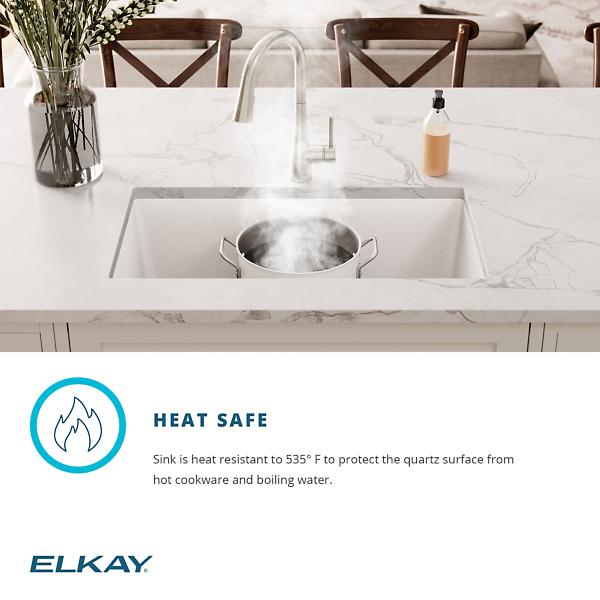 Elkay Quartz Classic ELG1616GR0 Greige Single Bowl Dual Mount Bar Sink 