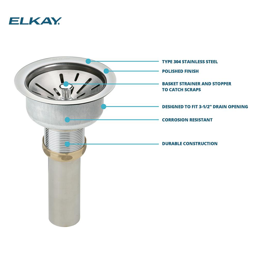 Elkay LKDS35 3-1/2 Garbage Disposal Stopper / Strainer for use with  Perfect Drain-Satin Finish