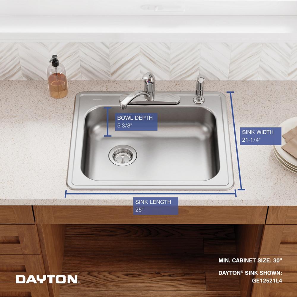 Dayton Stainless Steel 25 x 21.2 x 5.3 Single Bowl Drop-in