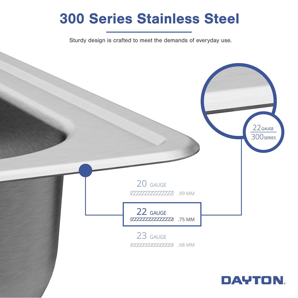 Dayton Stainless Steel 25 x 21.2 x 5.3 Single Bowl Drop-in