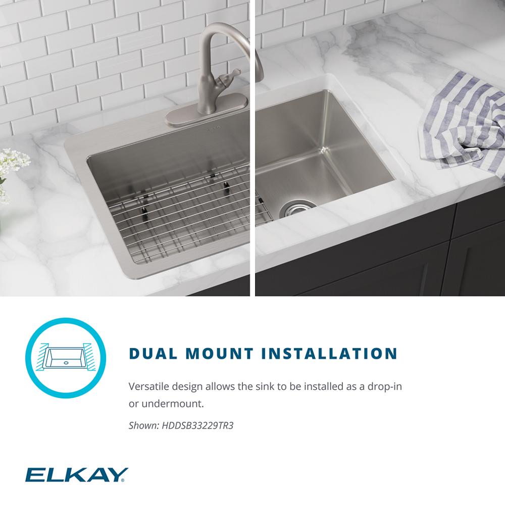 Elkay Crosstown Stainless Steel 33 in. Single Bowl Dual Mount Kitchen Sink with Workstation Kit, Silver